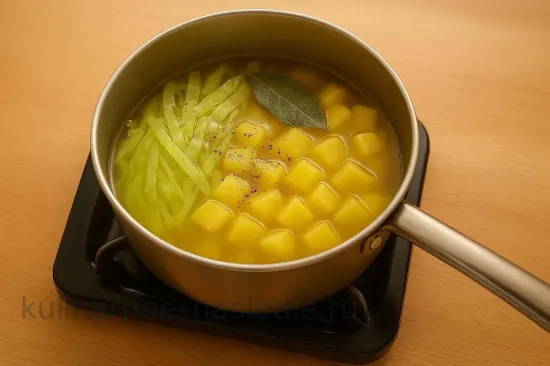 Капустный суп на пару с картофелем - шаг 4. Приправление и прогрев