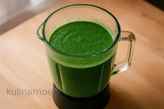 Шпинатный суп на пару с яйцом - шаг 2. Приготовление супа-пюре