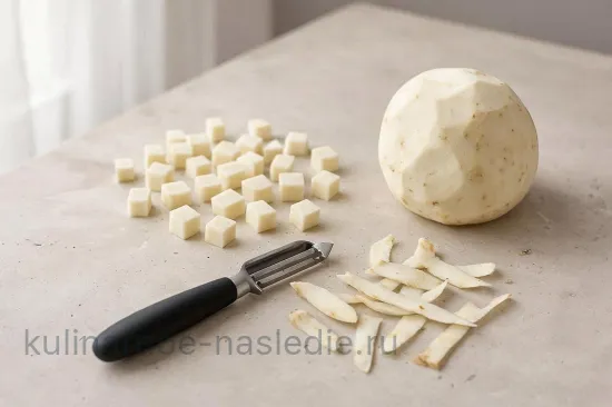 Сельдереевый крем-суп на пару - Подготовка сельдерея