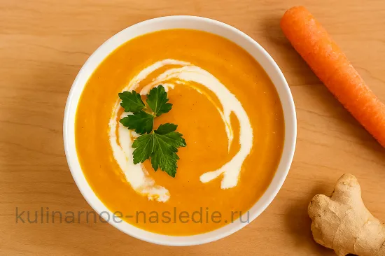 Морковный крем-суп на пару с имбирём - Подача