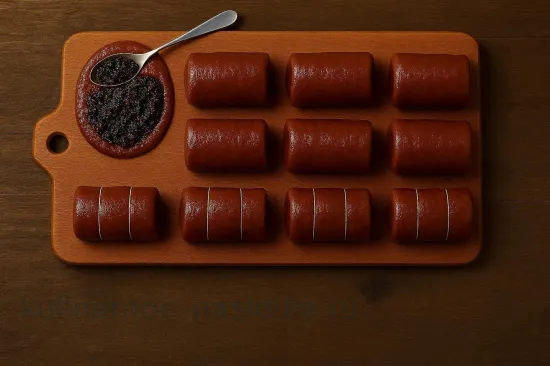 Рулетики из свиной печени с черносливом и грецкими орехами - Формовка рулетиков