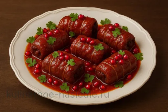 Рулетики из свиной печени с черносливом и грецкими орехами - Подача