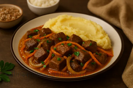 Свиная печень с луком и морковью - рецепт как у бабушки - Подача