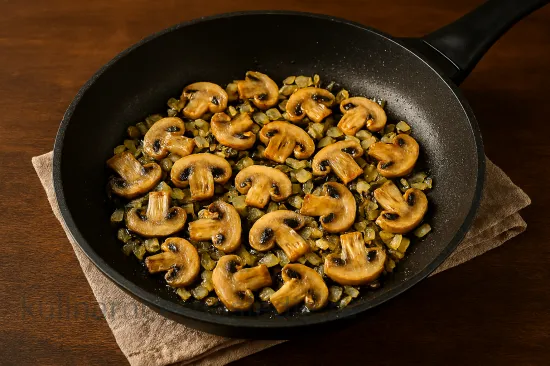 Куриная печень в сливочном соусе с грибами - быстро и вкусно - шаг 3 (изображение)