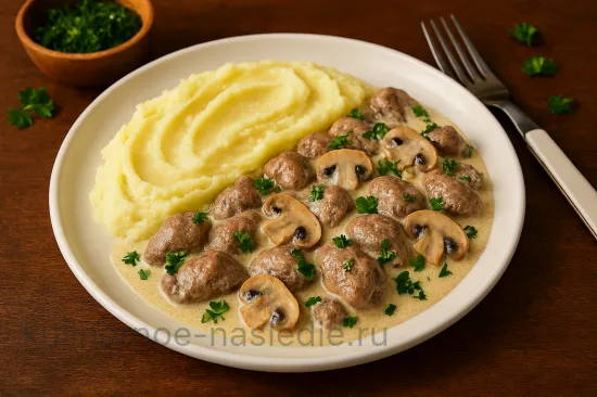 Куриная печень в сливочном соусе с грибами - быстро и вкусно - шаг 6 (изображение)