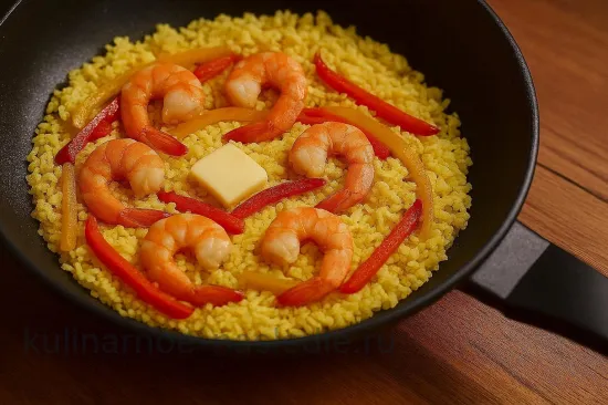 Рис с креветками и болгарским перцем - Соединение и томление