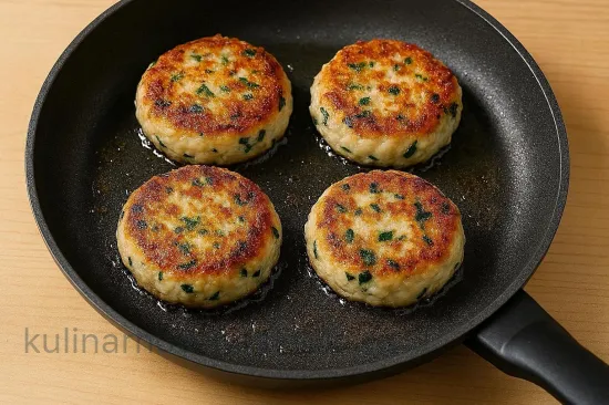 Котлеты из белой рыбы со шпинатом - Формирование и обжарка котлет