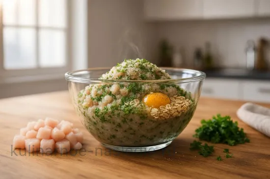 Рыбные тефтели на овощной подушке из кабачков и мексиканской смеси - Подготовка фарша