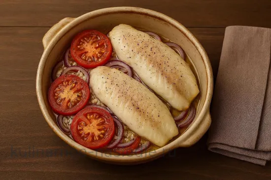 Пангасиус, запечённый с томатами и ароматными травами - Сборка и запекание