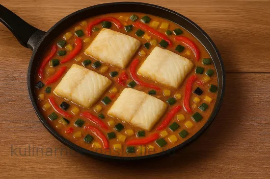 Минтай с овощами в соусе карри - Приготовление рыбы