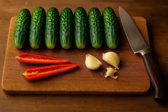 Пикантные малосольные огурчики с чили и зеленью - шаг 1