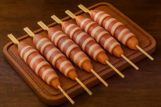 Курица в беконе с освежающим розовым маринадом - Нанизывание на шпажки