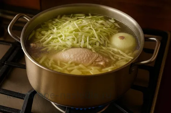 Борщ с индейкой - Добавление капусты