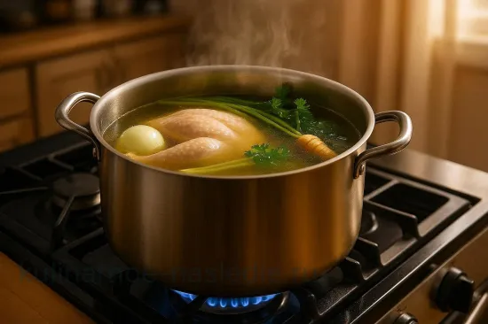 Куриный суп со шпинатом и черемшой - шаг 1. Варка куриного бульона