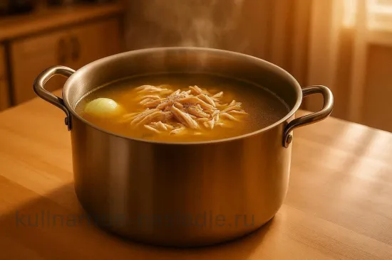 Куриный суп со шпинатом и черемшой - шаг 2. Подготовка курицы и бульона