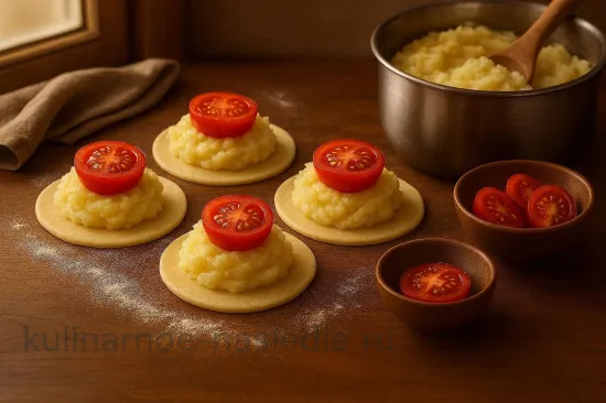 Аппетитные пирожки с картошкой и помидорами - шаг 4 (изображение)