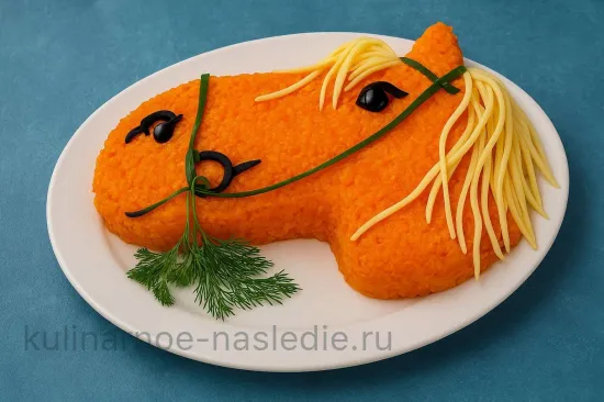 Салат «Рыжая лошадка» - шаг 5 (изображение)