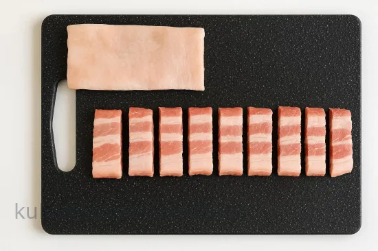 Сочная жареная грудинка с луком - шаг 1