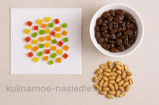 Творожная пасха с цукатами, изюмом и арахисом - шаг 1