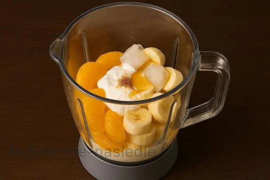 Апельсиновый смузи - Сбор ингредиентов в блендер