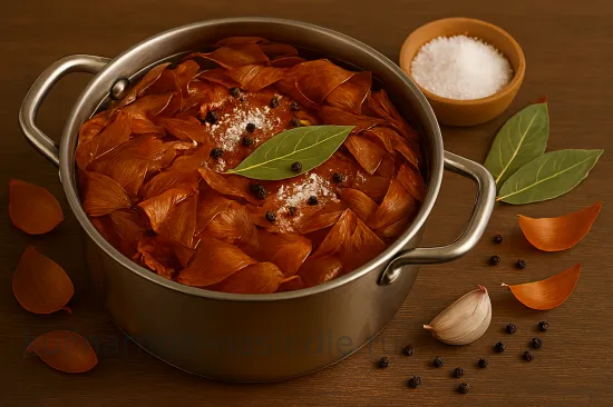 Сало в луковой шелухе горячим способом - Варим рассол