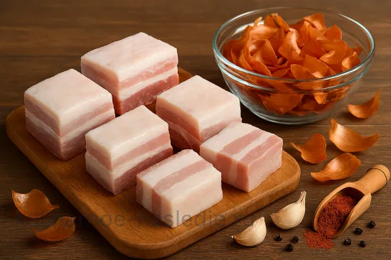 Сало в луковой шелухе горячим способом - Подготовка