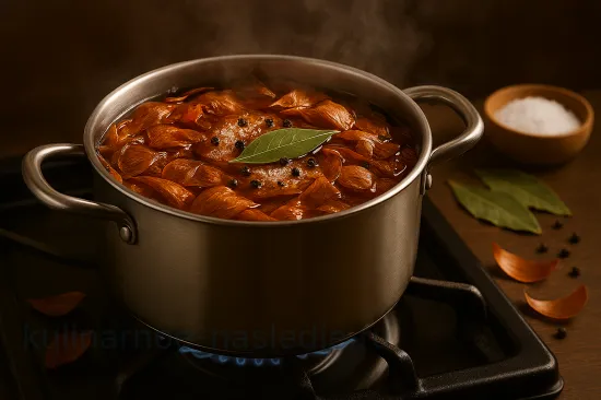 Сало в луковой шелухе горячим способом - Варка