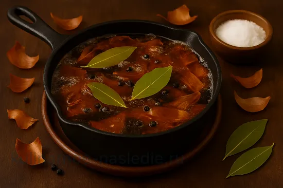 Сало в луковой шелухе холодным способом - Приготовление рассола