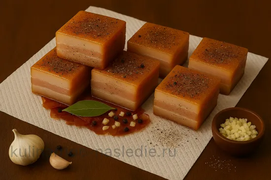 Сало в луковой шелухе холодным способом - Подготовка к хранению