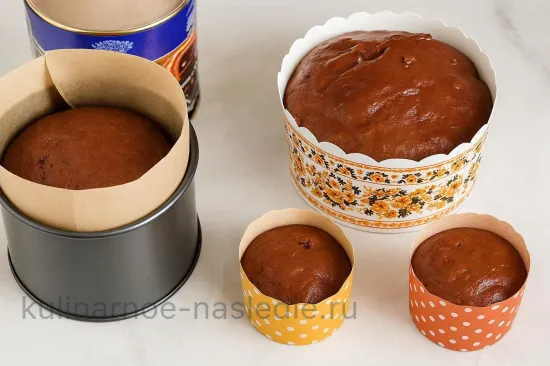 Шоколадный кулич с апельсиновым ароматом - Формовка и выпечка