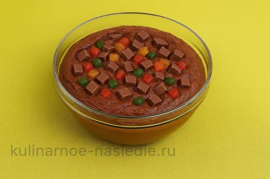Шоколадный кулич с апельсинами - Добавление цукатов и шоколада
