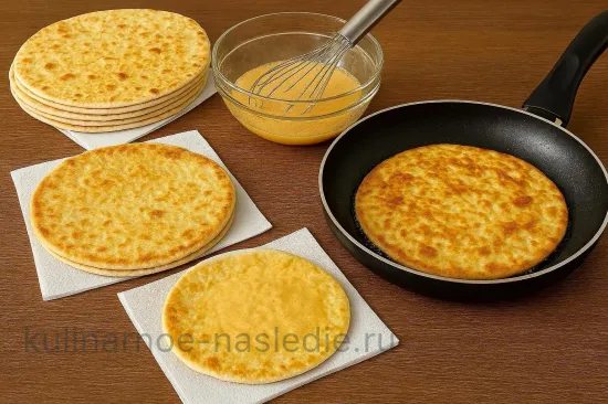 Закусочный торт из лаваша с курицей, черносливом, грибами - Подготовка лавашных коржей
