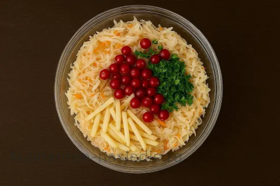 Квашеная капуста с яблоками и клюквой - Сборка закуски