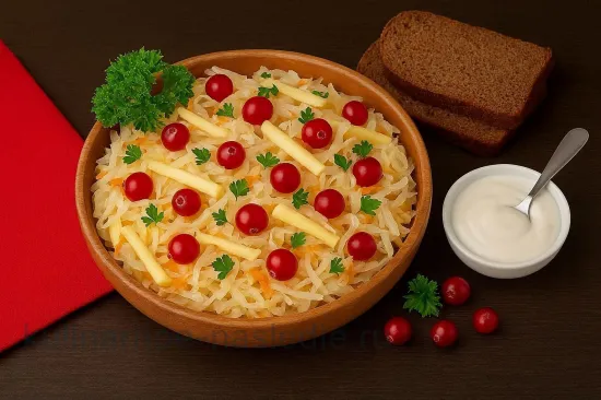 Квашеная капуста с яблоками и клюквой - Подача