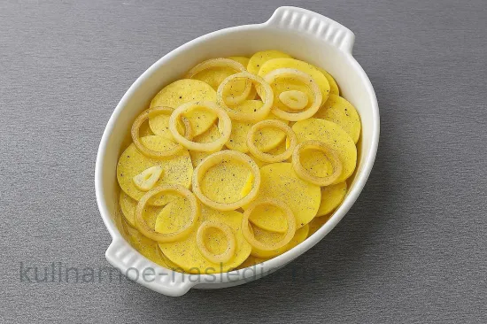 Отбивная свинина с картофельной запеканкой - Сборка запеканки