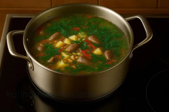 Рассольник с сердечками - Укроп и настаивание