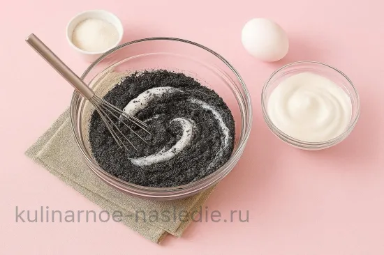 Пирог с вишней, маком и джемом - Маковая прослойка
