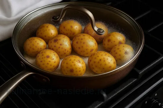 Картошка, запеченная на сковороде - Запекание под крышкой