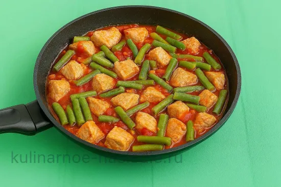 Тушеная стручковая фасоль с мясом - Тушение мяса с фасолью