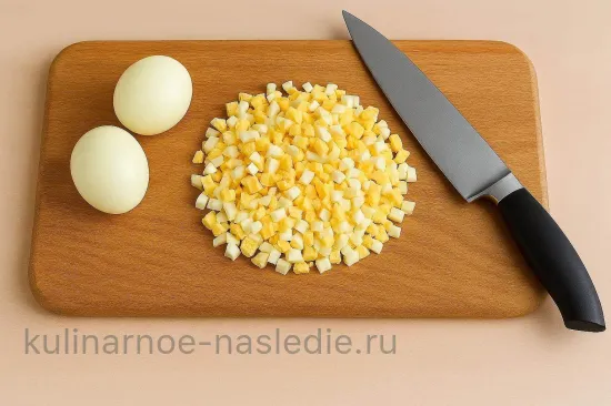 Тарталетки с крабовым салатом - Яйца кубиком