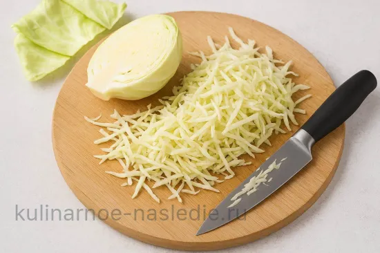 Салат из молодой капусты с огурцом и укропом - Шинковка капусты