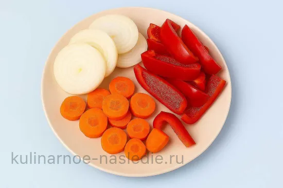 Запечённая баранина с картофелем - Нарезка овощей